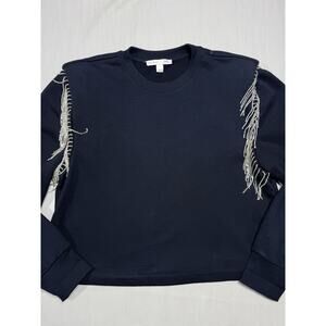 CULPOS x INC Cotton Blend Rhinestone Fringe Sweatshirt Sz L Glamorotti